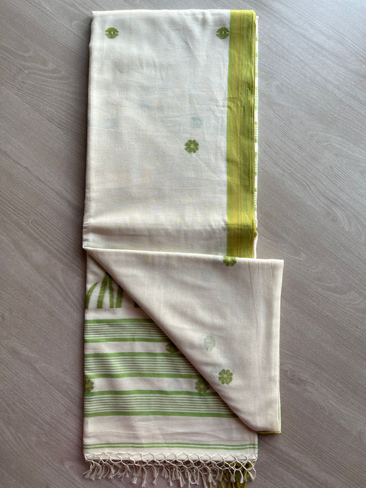 Contrast Border Handloom Jamdani Soft Cotton Saree- 27490
