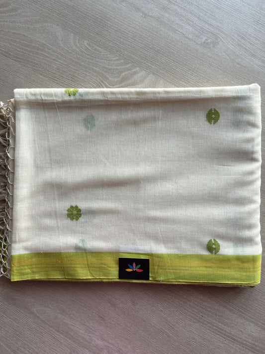 Contrast Border Handloom Jamdani Soft Cotton Saree- 27490