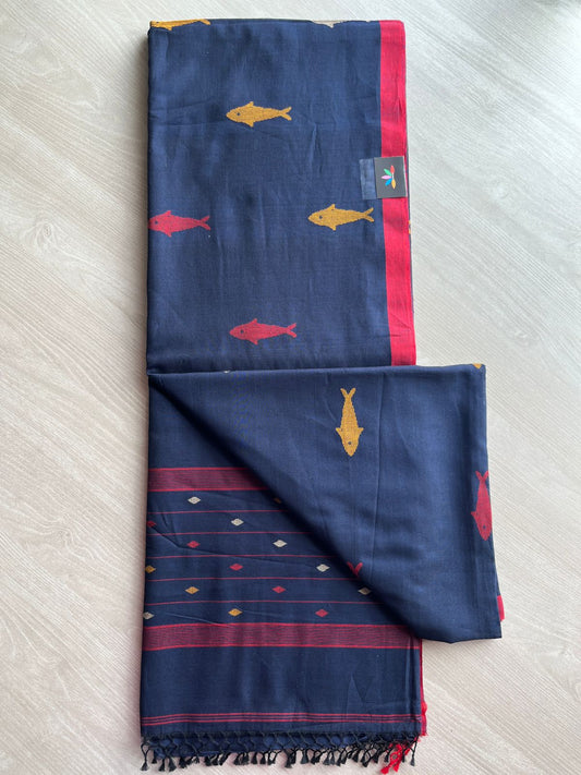 Fish Weave Handloom Soft Cotton Saree- 27491