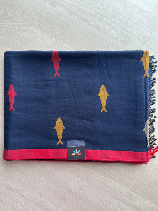 Fish Weave Handloom Soft Cotton Saree- 27491