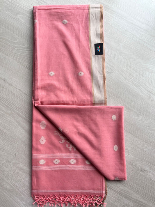 Handwoven Contrast Border Fine Soft Cotton Saree  -27495