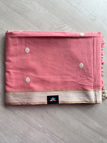 Handwoven Contrast Border Fine Soft Cotton Saree  -27495