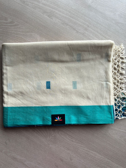 Multicolour Recatangle Floral Pallu Handwoven Soft Cotton Saree -27497