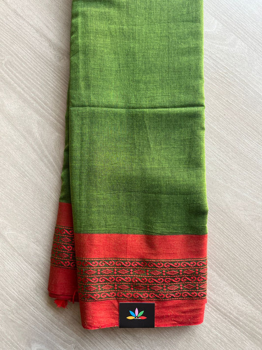 Simple Contrast Border Soft Cotton Saree (without blouse) -28472