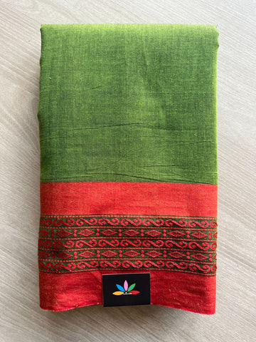 Simple Contrast Border Soft Cotton Saree (without blouse) -28472