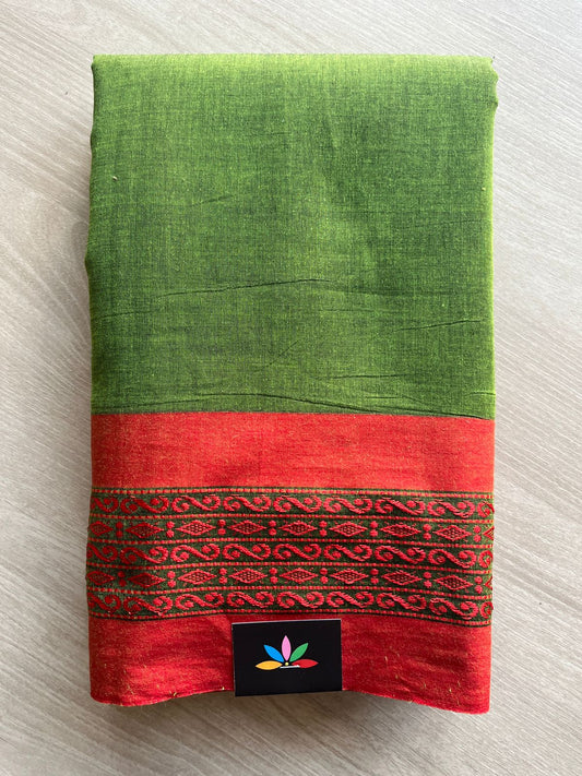 Simple Contrast Border Soft Cotton Saree (without blouse) -28472