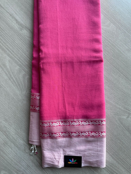 Simple Contrast Border Soft Cotton Saree (without blouse) -28473