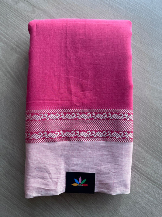 Simple Contrast Border Soft Cotton Saree (without blouse) -28473
