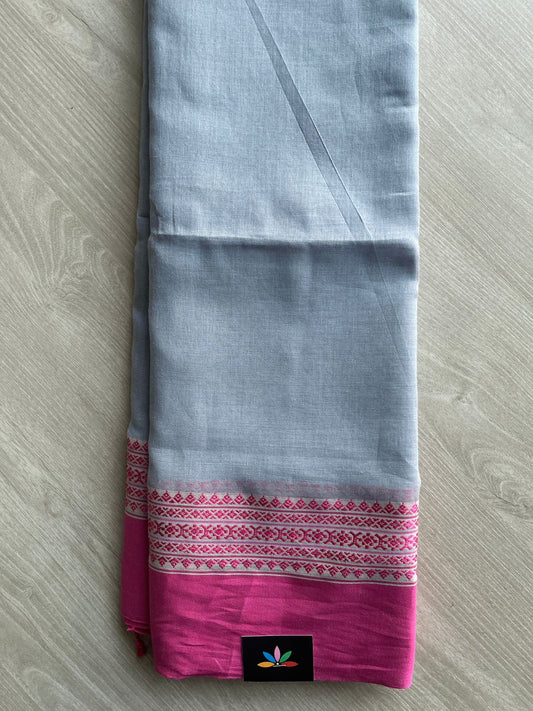 Simple Contrast Border Soft Cotton Saree (without blouse) -28478-28479