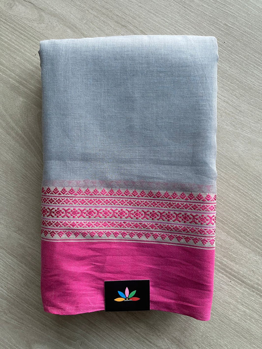Simple Contrast Border Soft Cotton Saree (without blouse) -28478-28479