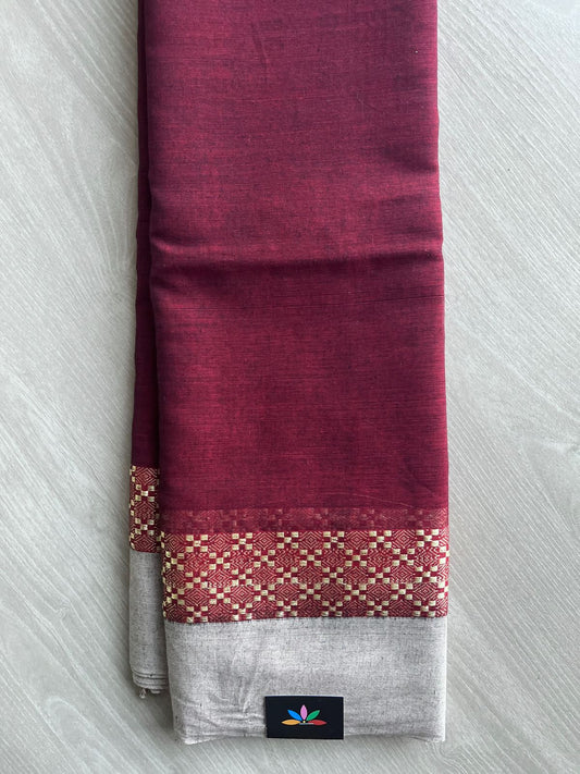Simple Contrast Border Soft Cotton Saree (without blouse) -28480-28481
