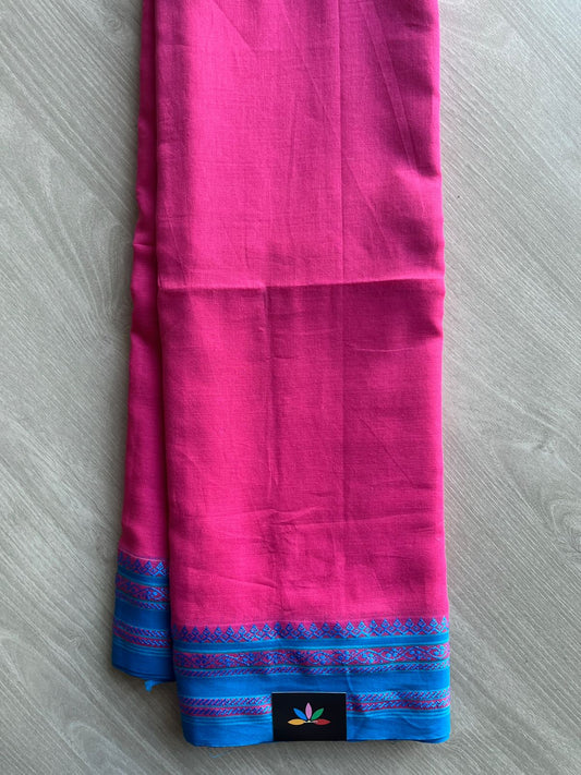 Simple Contrast Border Soft Cotton Saree (without blouse) -28482