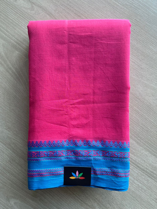 Simple Contrast Border Soft Cotton Saree (without blouse) -28482
