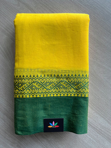 Simple Contrast Border Soft Cotton Saree (without blouse) -28484