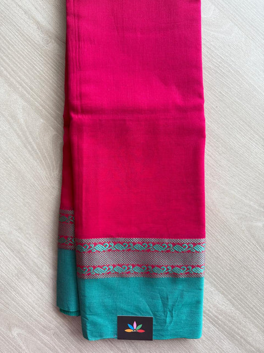 Simple Contrast Border Soft Cotton Saree (without blouse) -28490
