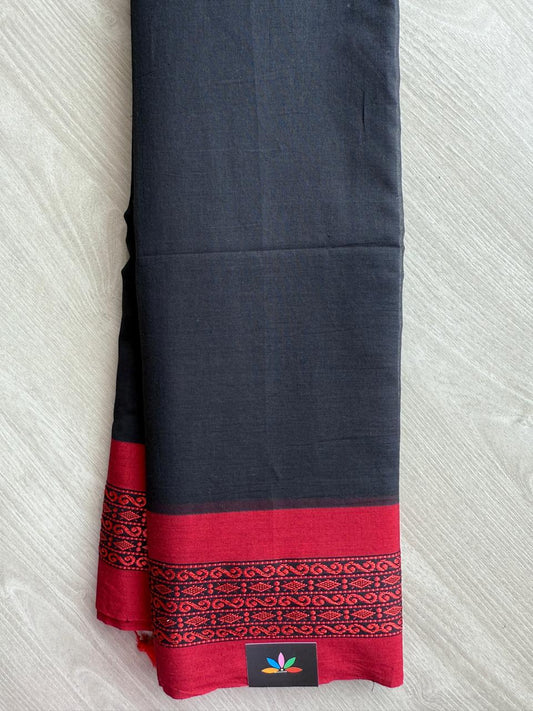 Simple Contrast Border Soft Cotton Saree (without blouse) -28491