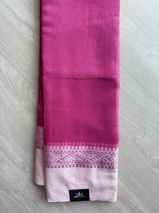 Simple Contrast Border Soft Cotton Saree (without blouse) -28492