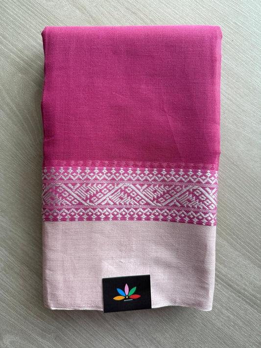 Simple Contrast Border Soft Cotton Saree (without blouse) -28492