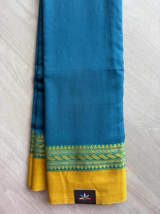 Simple Contrast Border Soft Cotton Saree (without blouse) -28493