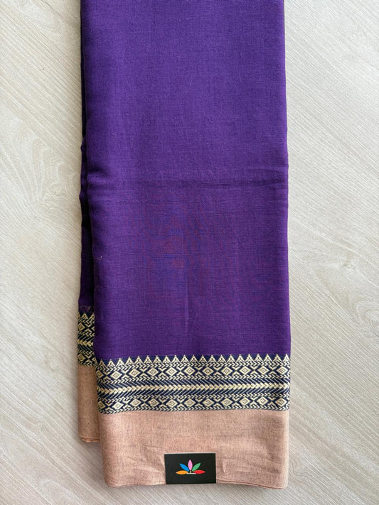 Simple Contrast Border Soft Cotton Saree (without blouse) -28502
