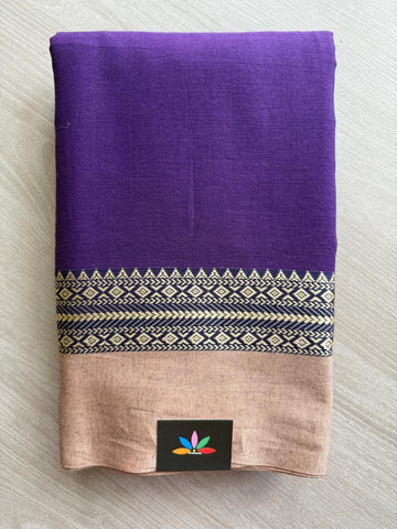 Simple Contrast Border Soft Cotton Saree (without blouse) -28502