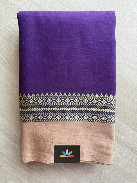 Simple Contrast Border Soft Cotton Saree (without blouse) -28502
