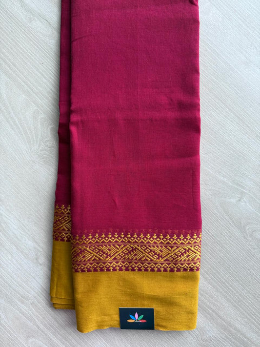 Simple Contrast Border Soft Cotton Saree (without blouse) -28507-28508