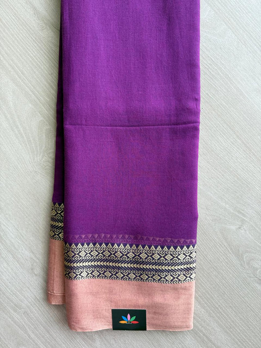 Simple Contrast Border Soft Cotton Saree (without blouse) -28509-28510