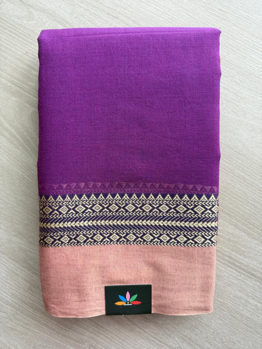 Simple Contrast Border Soft Cotton Saree (without blouse) -28509-28510