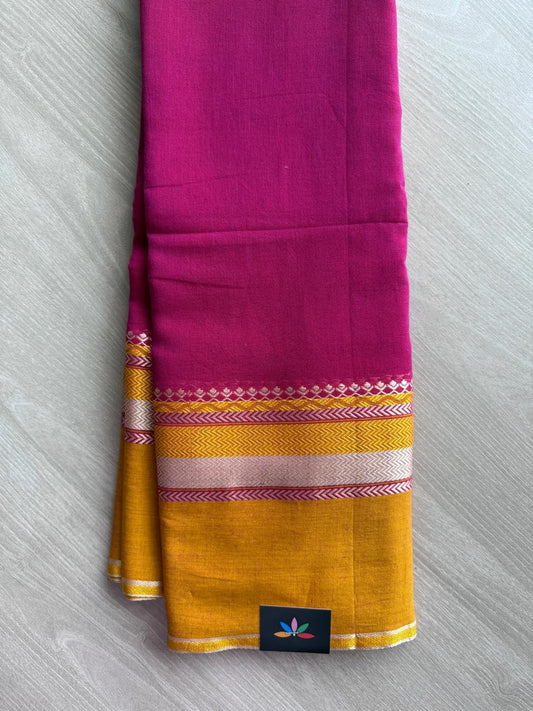Simple Contrast Border Soft Cotton Saree (without blouse) -28512