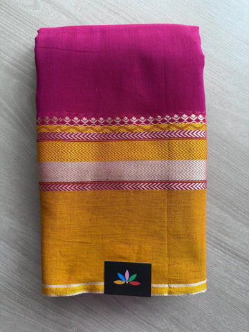 Simple Contrast Border Soft Cotton Saree (without blouse) -28512