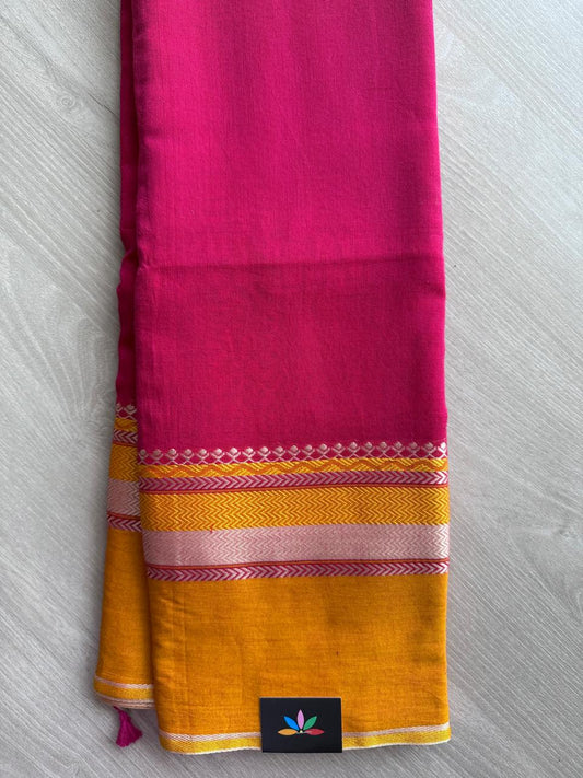 Simple Contrast Border Soft Cotton Saree (without blouse) - 28516-28517