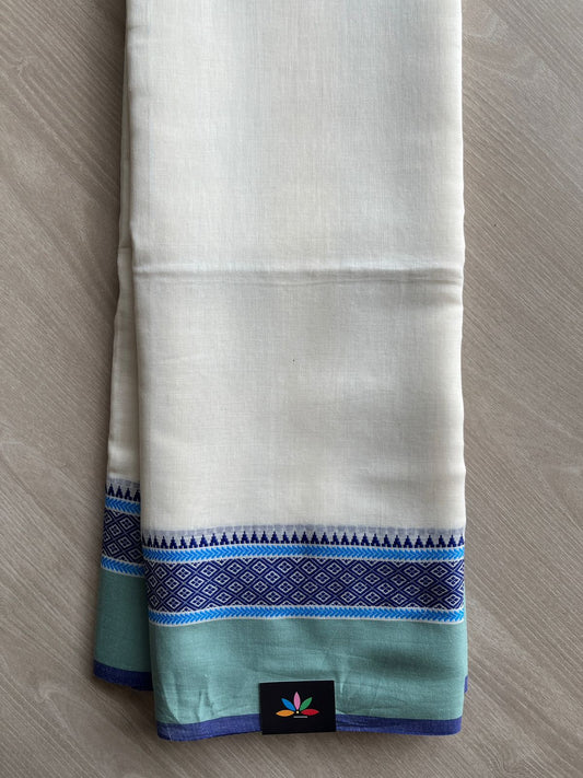 Handwoven Contrast Border Soft Cotton Saree  -28537