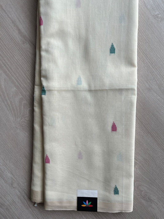 Off-White Handwoven Bengal Soft Cotton Jamdani Saree -28550