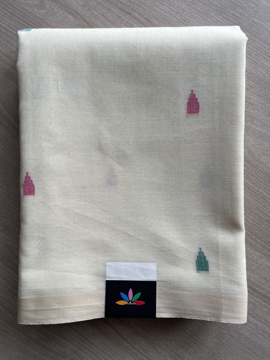 Off-White Handwoven Bengal Soft Cotton Jamdani Saree -28550