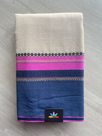 Contrast Border Bengal Soft Cotton Saree (Without Blouse) - 32718_32719