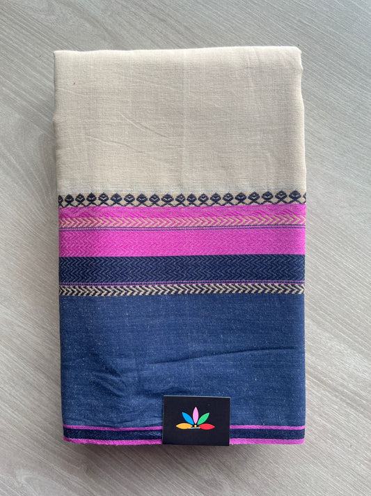 Contrast Border Bengal Soft Cotton Saree (Without Blouse) - 32718_32719