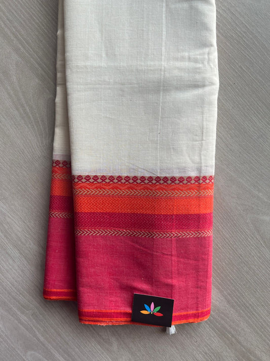 Contrast Border Bengal Soft Cotton Saree (Without Blouse) - 32724