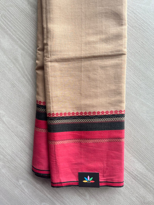 Contrast Border Bengal Soft Cotton Saree (Without Blouse) - 32726