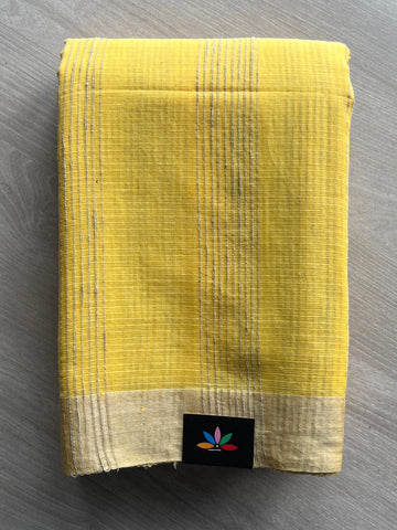 Bright Yellow Handloom Bengal Soft Cotton Saree - 32741