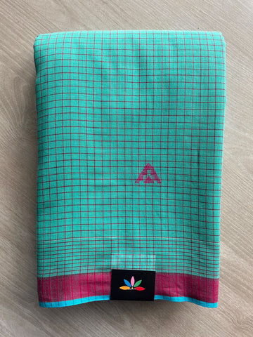 Turquoise Shade Handloom Tangail Soft Cotton Saree - 32742