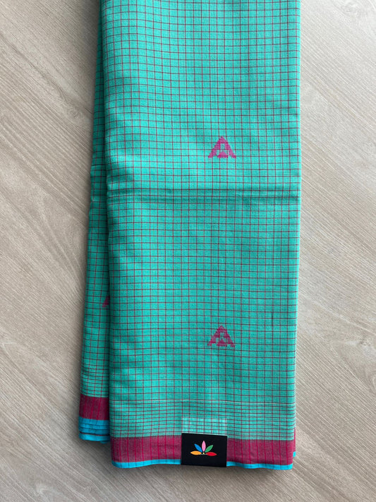 Turquoise Shade Handloom Tangail Soft Cotton Saree - 32742