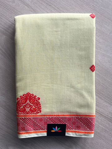 Classic Beige Handloom Tangail Soft Cotton Saree - 32751