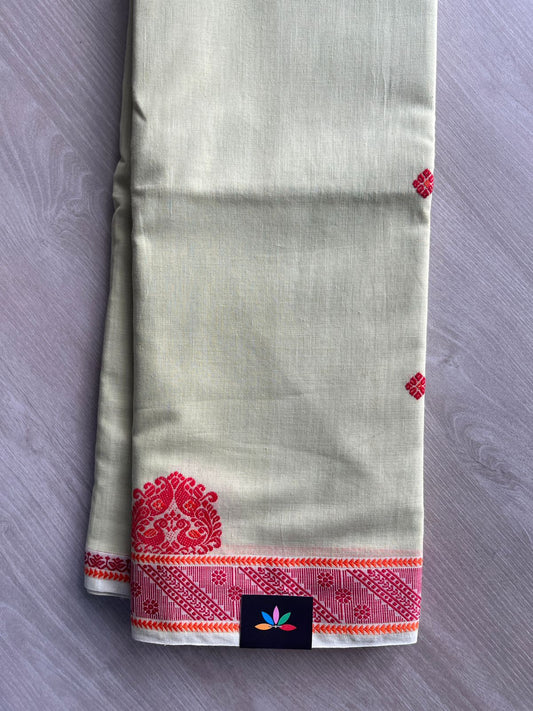 Classic Beige Handloom Tangail Soft Cotton Saree - 32751