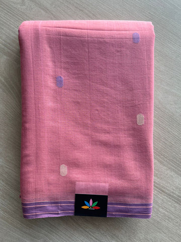 Pastel Magenta Handwoven Bengal Soft Cotton Jamdani Saree - 32758