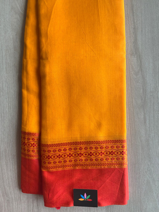 Orange Peel Shade Contrast Border Bengal Soft Cotton Saree (Without Blouse) -32792-32794