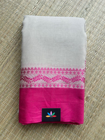 Contrast Border Bengal Soft Cotton Saree (Without Blouse) -32801-32802
