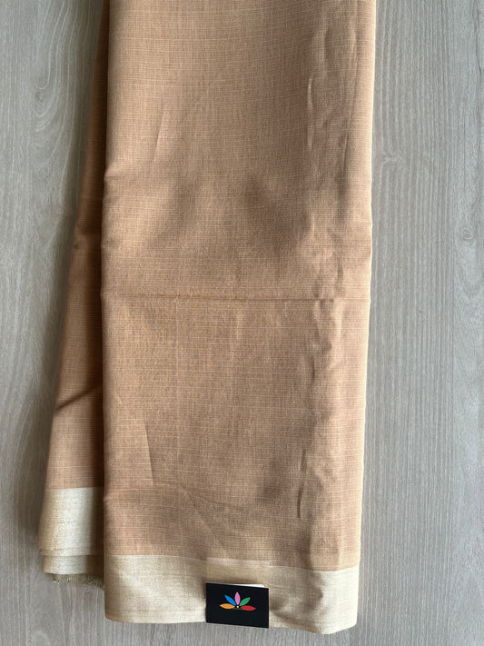 Birch Beige Ghicha Pallu Kota Checks Saree with Tussar Border - 32830