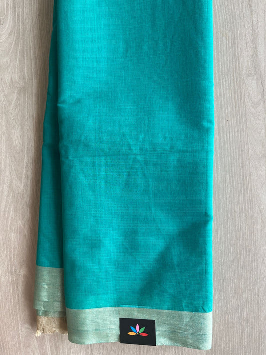 Turquoise Shade Ghicha Pallu Kota Checks Saree with Tussar Border -32835-32836