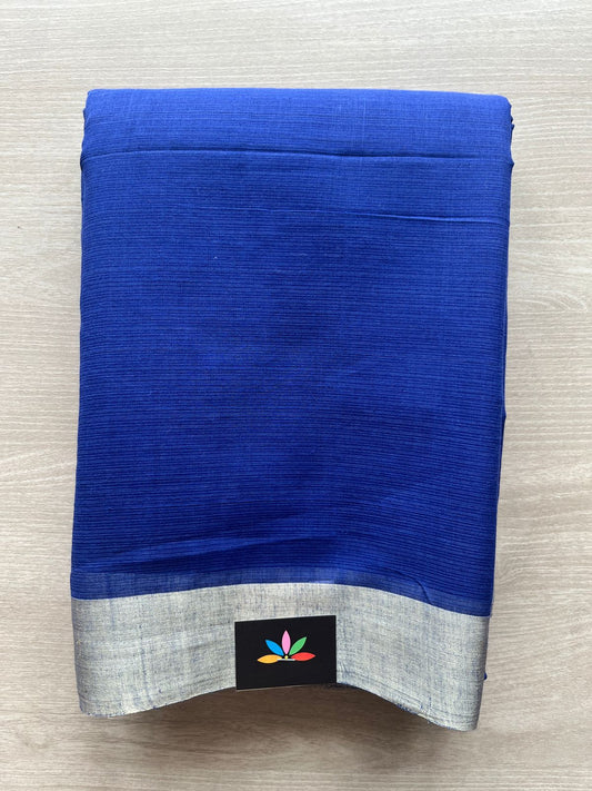 Dark Blue Ghicha Pallu Kota Checks Saree with Tussar Border -32837-32838